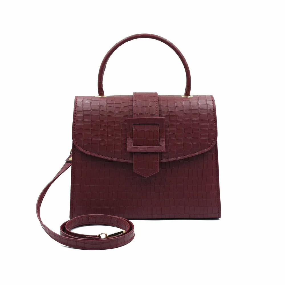 Formal Leather Woman Handbag - Maroon, view 2