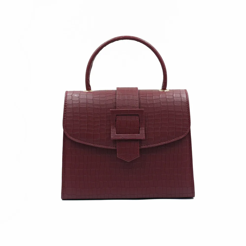 Formal Leather Woman Handbag - Maroon, view 3