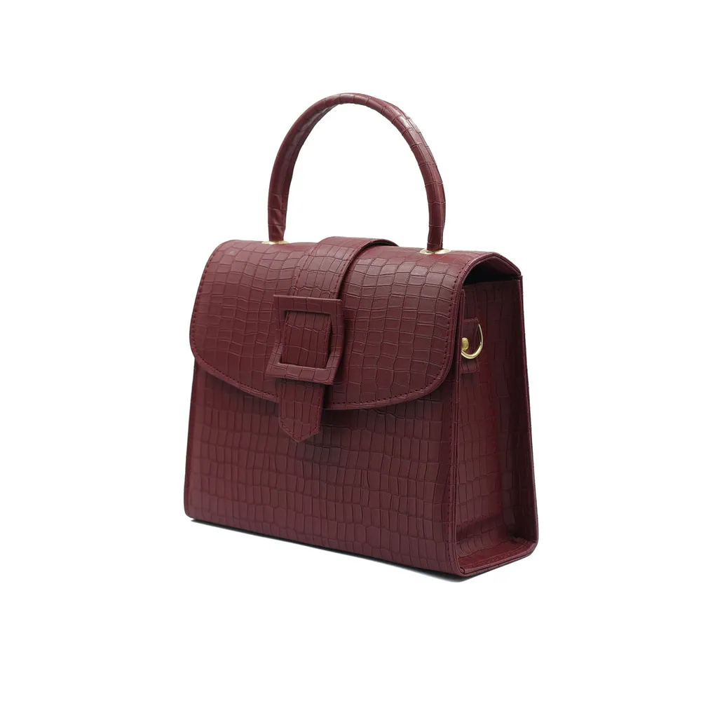 Formal Leather Woman Handbag - Maroon, view 4