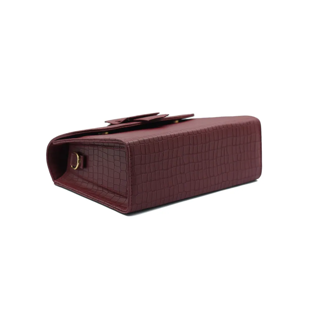 Formal Leather Woman Handbag - Maroon, view 5