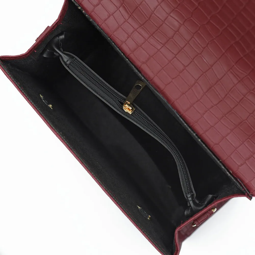 Formal Leather Woman Handbag - Maroon, view 6
