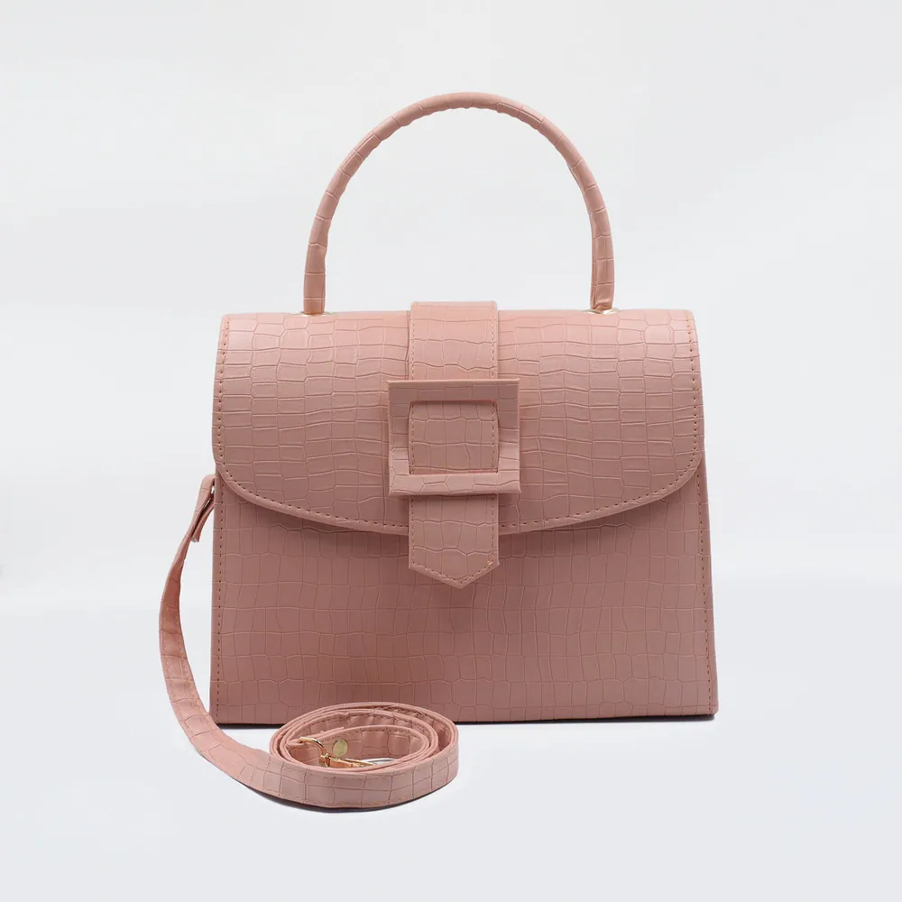 Formal Leather Woman Handbag - Pink, view 2
