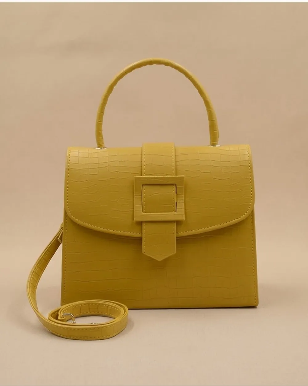 Formal Leather Woman Handbag - Yellow, view 1