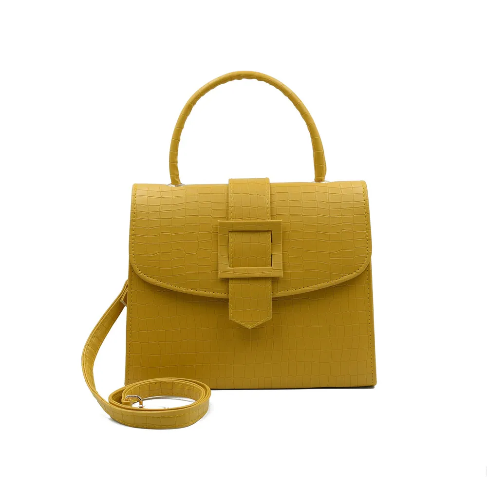 Formal Leather Woman Handbag - Yellow, view 2