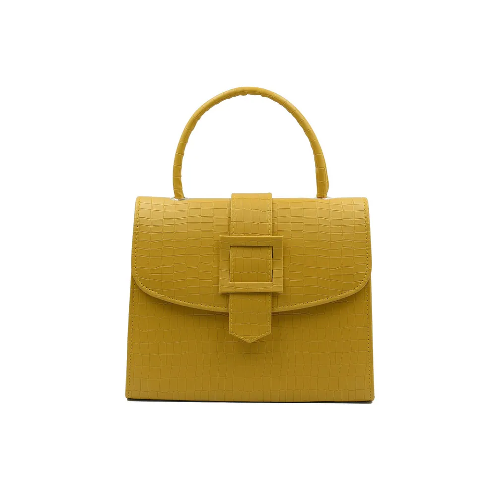 Formal Leather Woman Handbag - Yellow, view 3