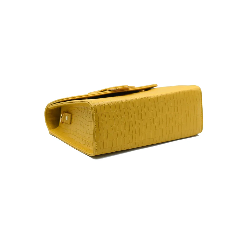 Formal Leather Woman Handbag - Yellow, view 5