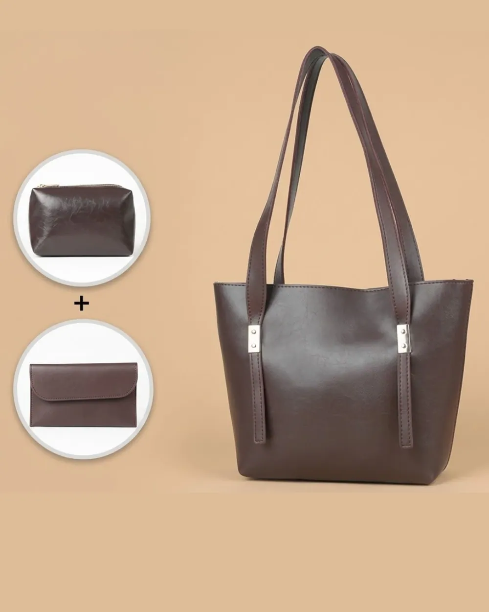 Grace Trio Handbag Set of 3 Chocolate Brown, view 1