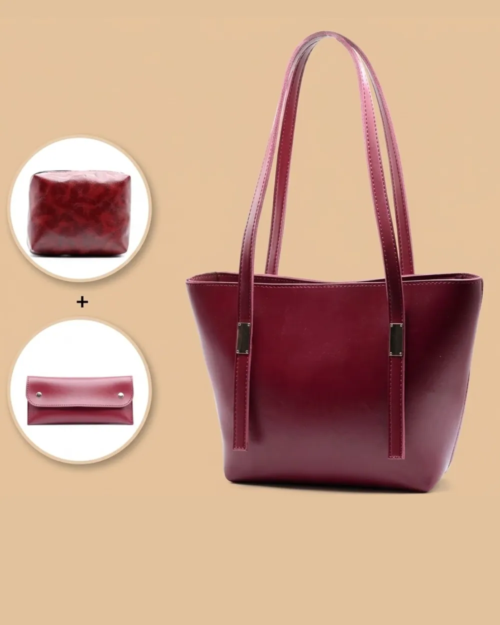 Grace Trio Handbag Set of 3 Maroon, view 1