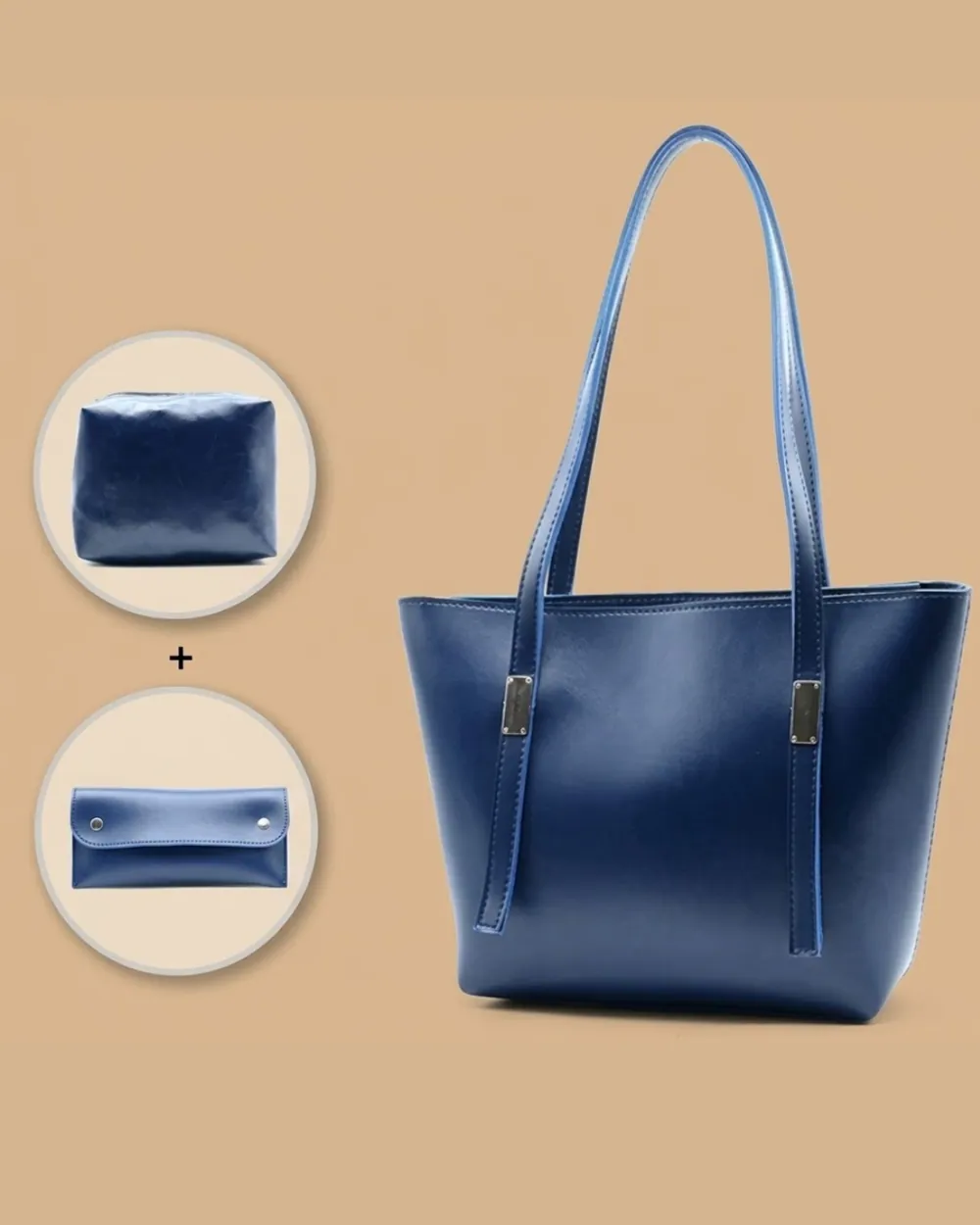 Grace Trio Handbag Set of 3 Navy Blue, view 1