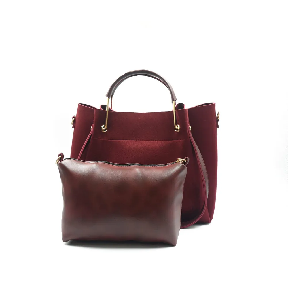 Quaint Top Handle Tote Bag - Maroon, view 2