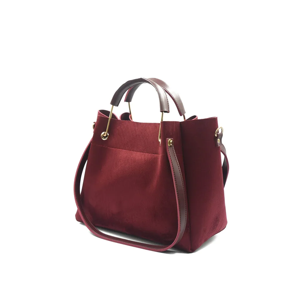 Quaint Top Handle Tote Bag - Maroon, view 4