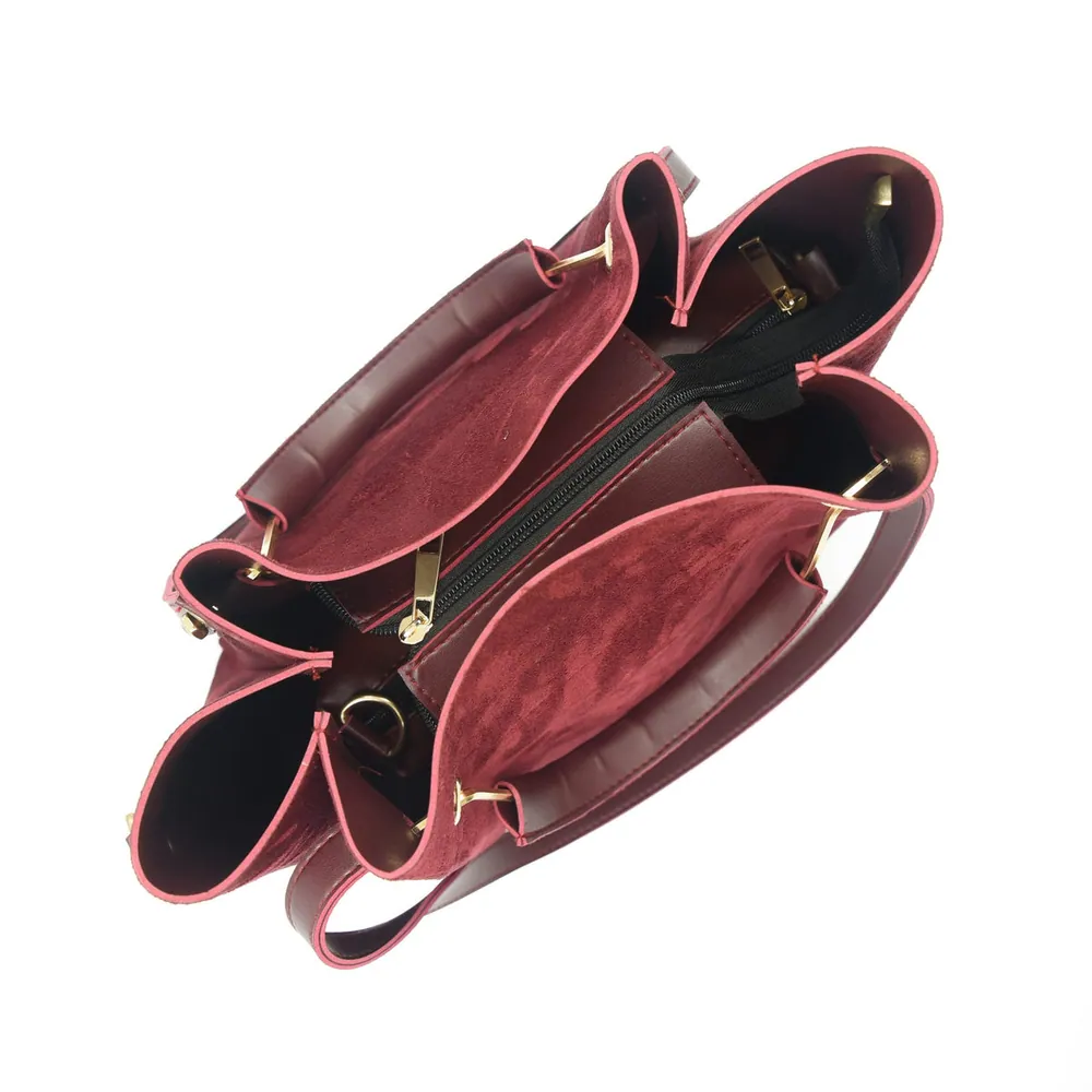 Quaint Top Handle Tote Bag - Maroon, view 6