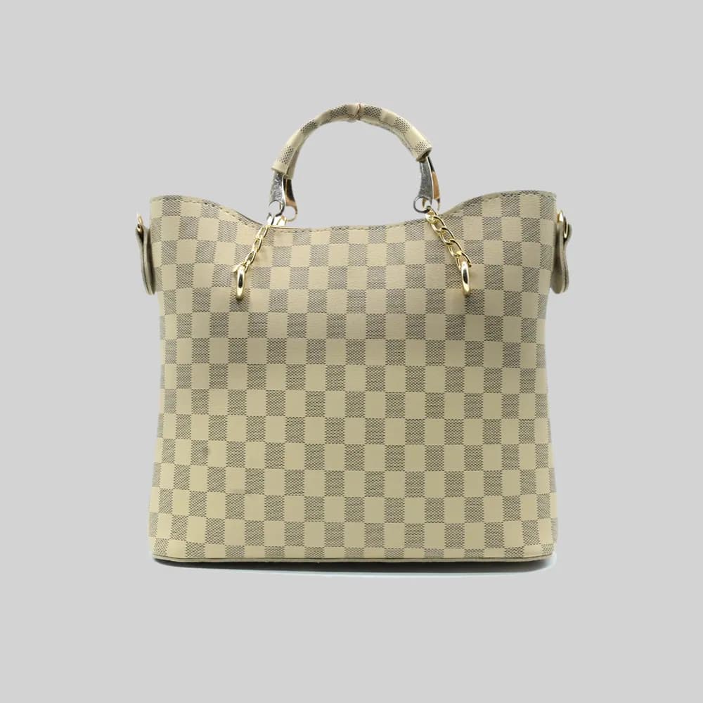 Camel Checkered Tote Handbag for Women, view 1