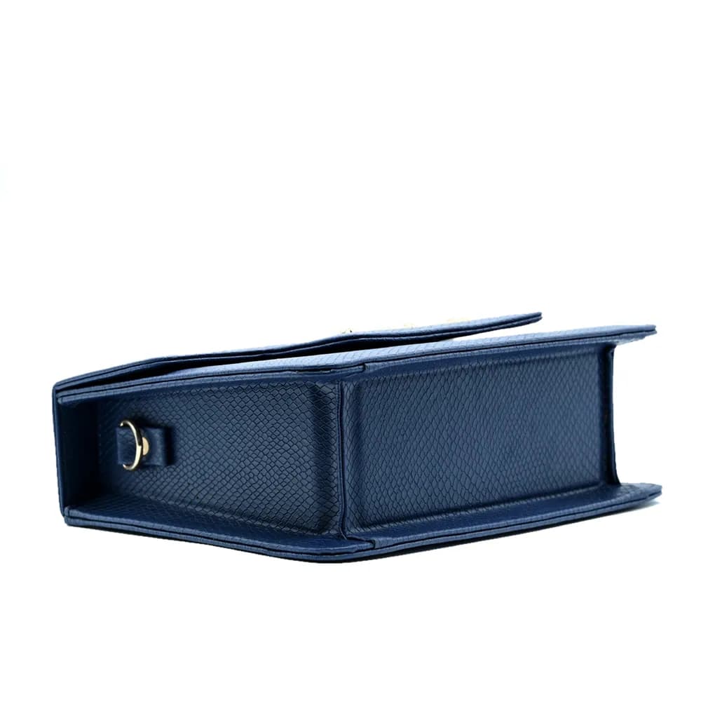 Lustre Pearl Tote – Chic Navy Blue Handbag with Pearl Handle, view 2