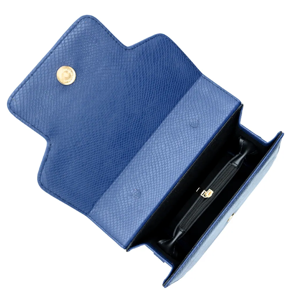 Lustre Pearl Tote – Chic Navy Blue Handbag with Pearl Handle, view 5