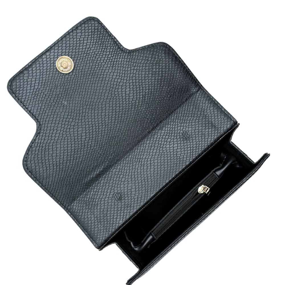 Lustre Pearl Tote – Classic Black Handbag with Pearl Handle, view 4