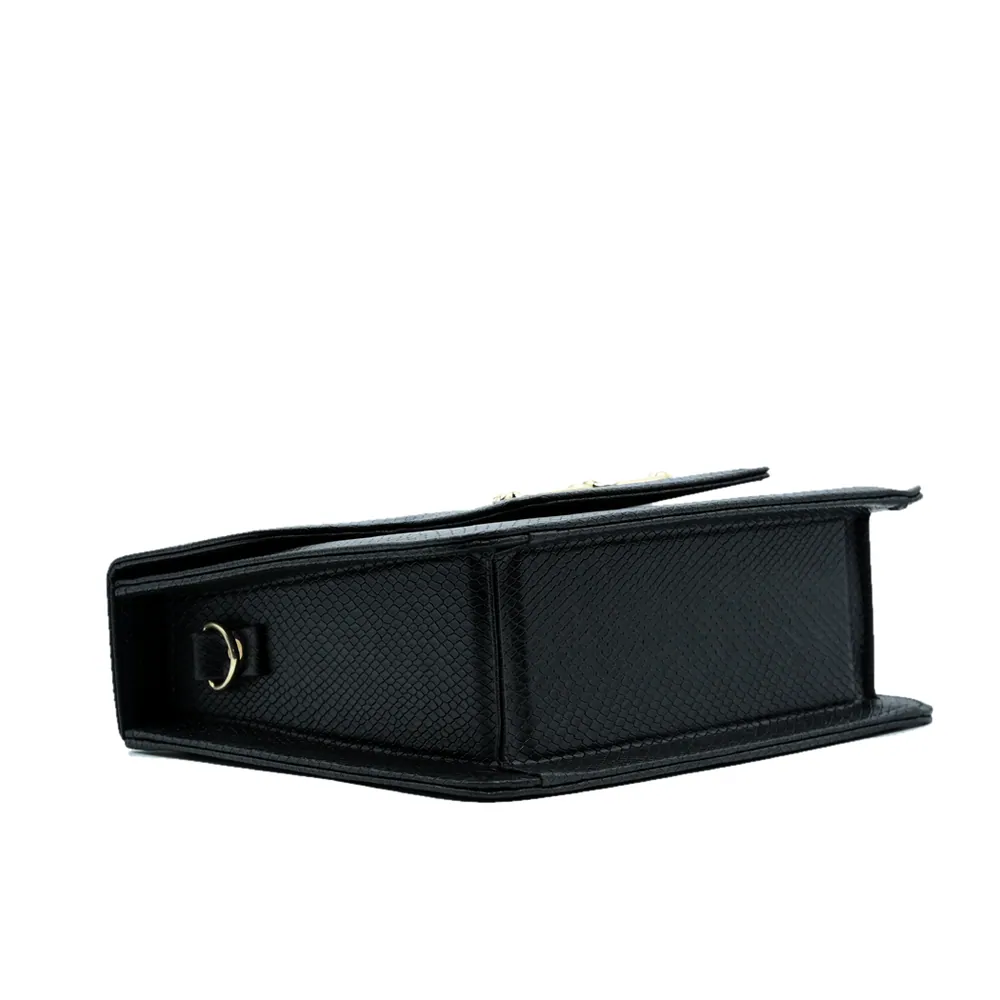 Lustre Pearl Tote – Classic Black Handbag with Pearl Handle, view 5