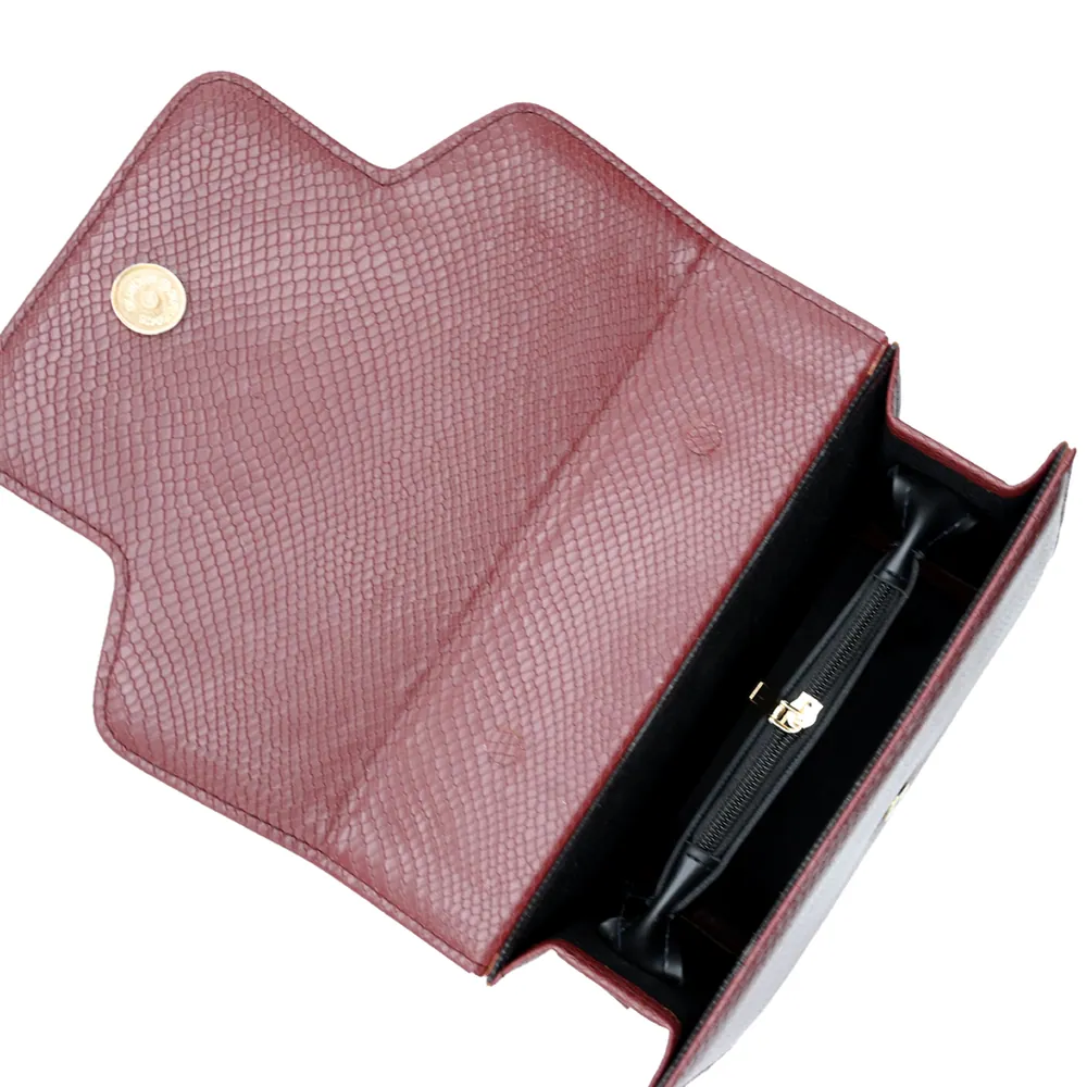 Lustre Pearl Tote – Elegant Maroon Handbag with Pearl Handle, view 4