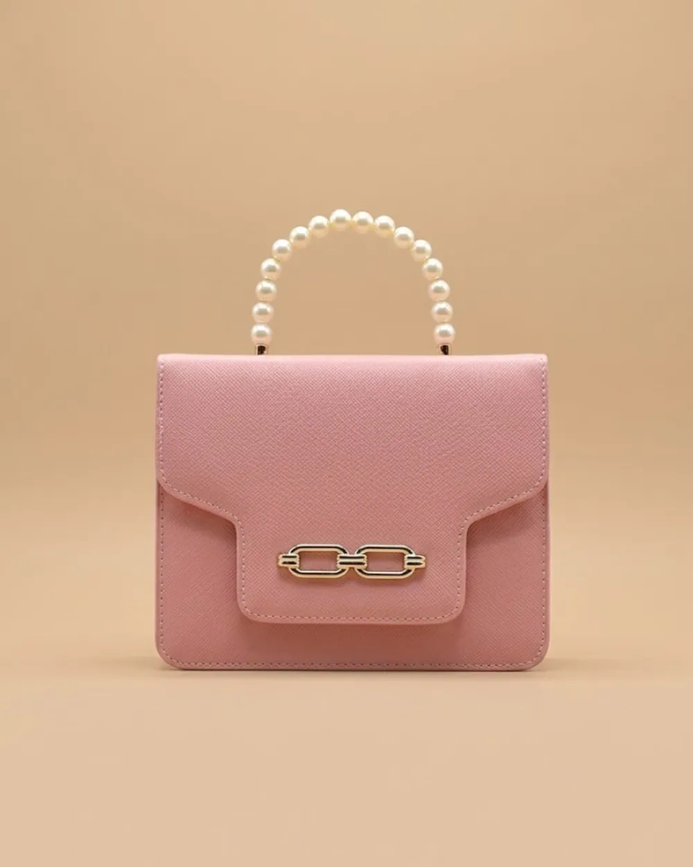 Lustre Pearl Tote – Elegant Pink Handbag with Pearl Handle, view 1