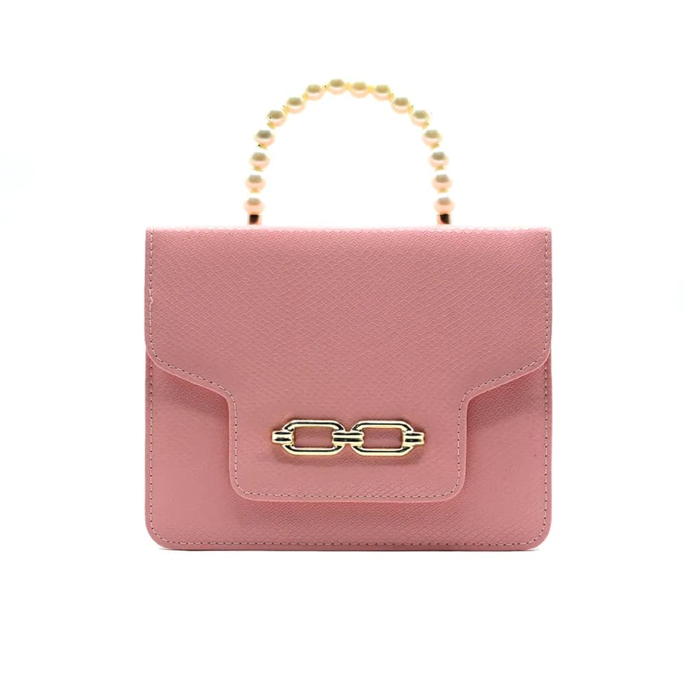 Lustre Pearl Tote – Elegant Pink Handbag with Pearl Handle, view 2