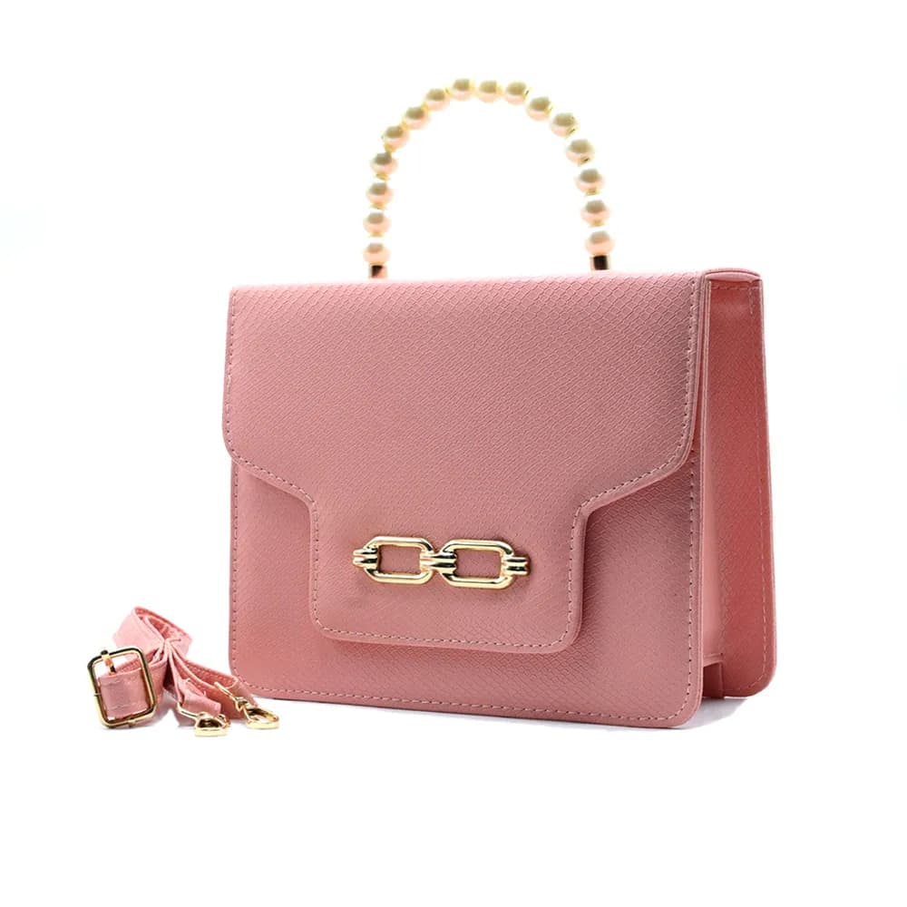 Lustre Pearl Tote – Elegant Pink Handbag with Pearl Handle, view 3
