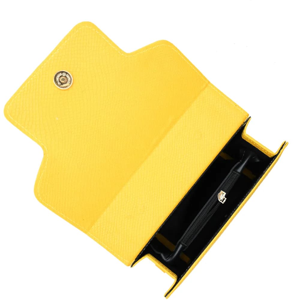 Lustre Pearl Tote – Vibrant Yellow Handbag with Pearl Handle, view 4