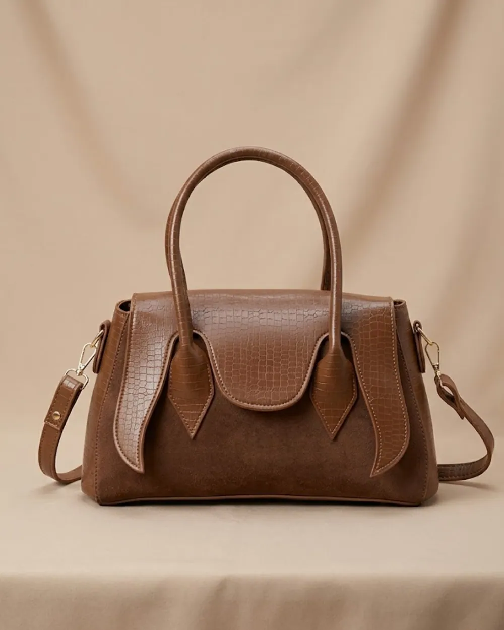 Seren Tote Satchel Handbag for Women – Brown, view 1