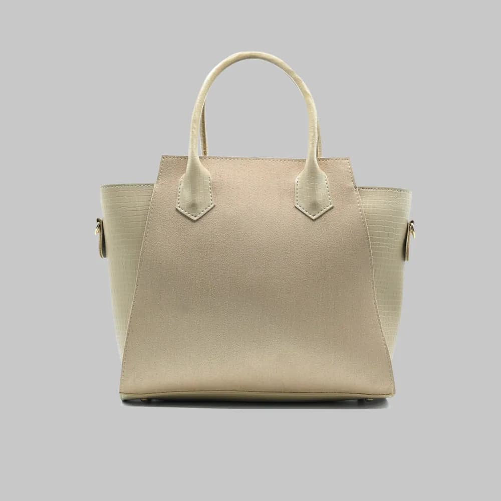 Aurora Box Tote Bag for Women – Camel Structured Handbag with Long Strap & Pouch, view 1
